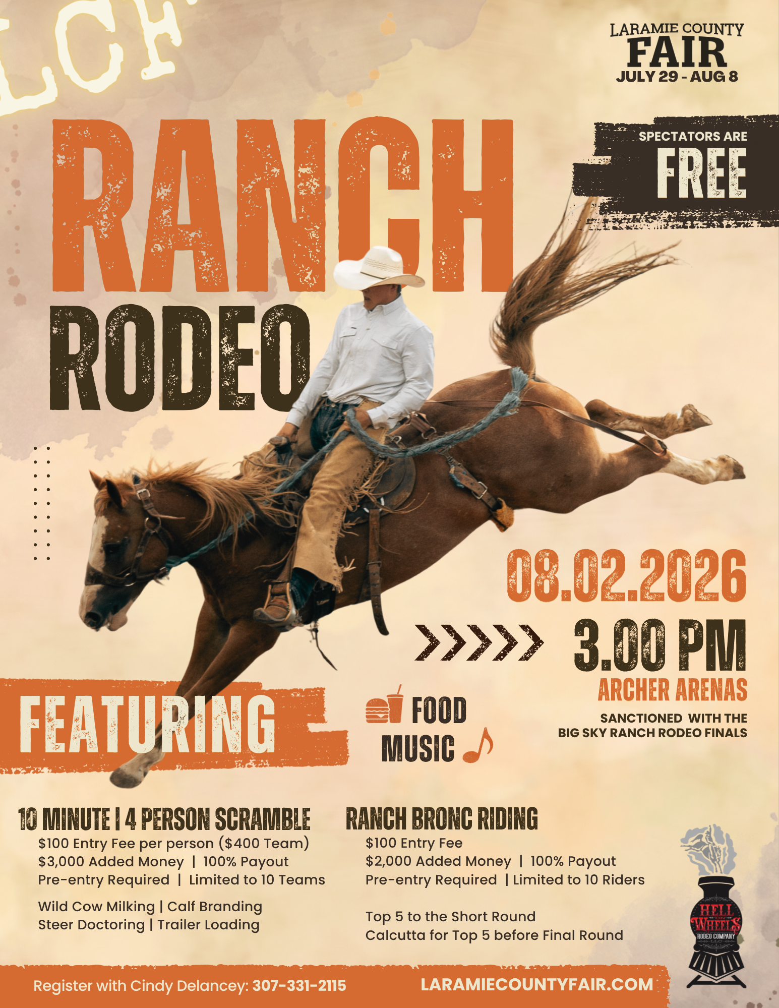 Laramie County Fair Ranch Rodeo will take place August 2, 2026 in the Archer Arenas